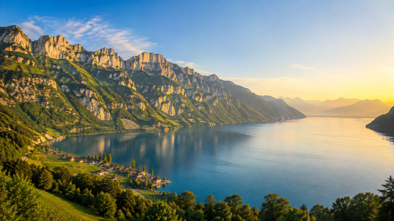Lake Walen, Walenstadt, Switzerland