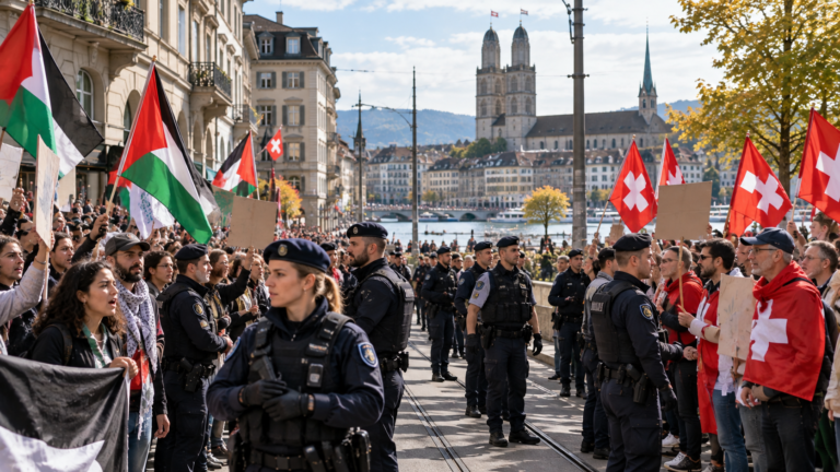 Counter-Protesters Interrupt Anti-Abortion Demonstration in Zurich Amid Heavy Police Presence